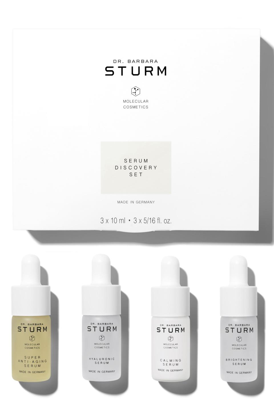 <p><strong>DR. BARBARA STURM</strong></p><p>nordstrom.com</p><p><a href="https://go.redirectingat.com?id=74968X1596630&url=https%3A%2F%2Fshop.nordstrom.com%2Fs%2Fdr-barbara-sturm-serum-discovery-set%2F5102420&sref=https%3A%2F%2Fwww.seventeen.com%2Ffashion%2Fg34825127%2Fnordstrom-cyber-monday-sale-2020%2F" rel="nofollow noopener" target="_blank" data-ylk="slk:shop it;elm:context_link;itc:0;sec:content-canvas" class="link ">shop it</a></p><p><strong><del>$325</del> $248 (23% off)</strong></p>