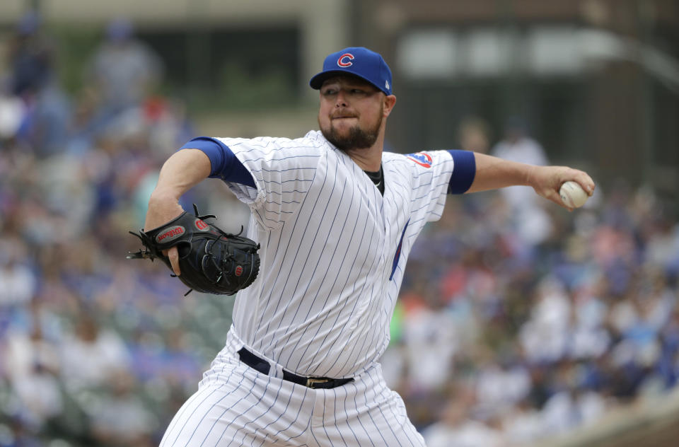 Chicago Cubs starting pitcher Jon Lester’s bounce back season has featured a whole lot of luck (AP Photo).
