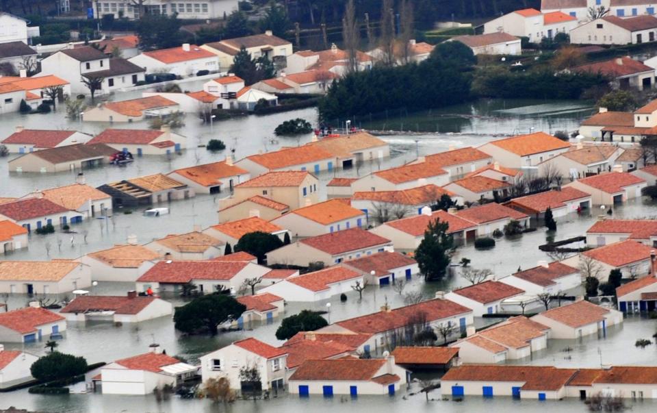 The Faute-sur-Mer submerged in water after the passage of the storm Xynthia.