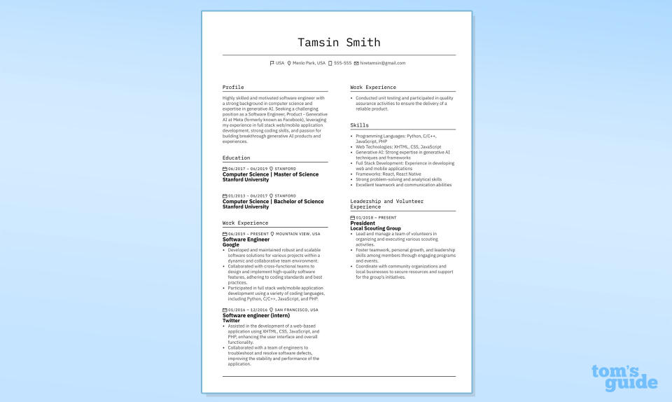 Resume created by ChatGPT