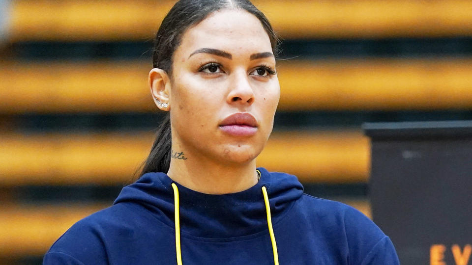 Liz Cambage, pictured here at a Basketball Australia media opportunity.