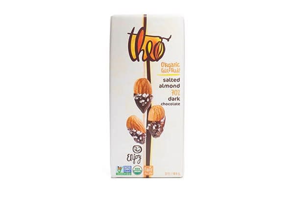 #5 BEST DARK CHOCOLATE: Theo Salted Almond 70% Dark Chocolate