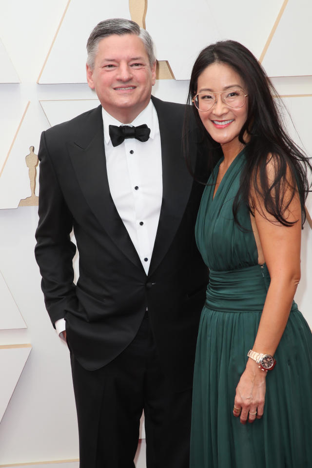 Ted Sarandos, Netflix co-CEO, and Lisa Nishimura, Netflix VP, Independent Film and Documentary Features, attend the 94th Annual Academy Awards on March 27, 2022 in Hollywood.