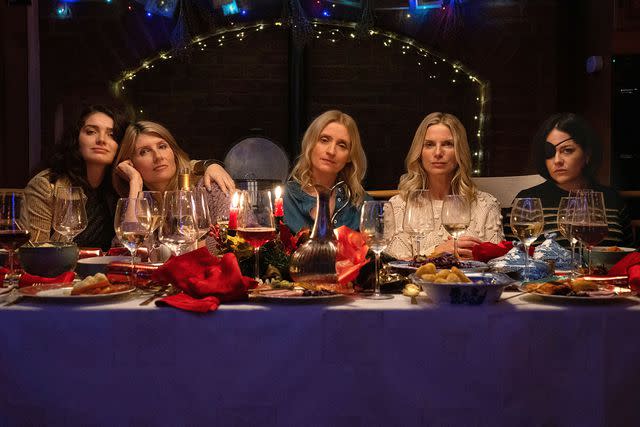 Natalie Seery/Apple TV+ Becka (Eve Hewson), Eva (Sharon Horgan), Grace (Anne-Marie Duff), Ursula (Eva Birthistle), and Bibi (Sarah Greene) on 'Bad Sisters'