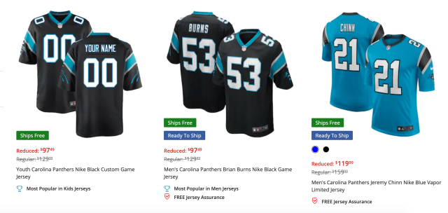 NFL Fashion Advice on X: The Panthers and Cardinals are the only teams  with their primary jerseys discounted on NFL Shop. My uniform redesign  spidey senses are tingling.  / X