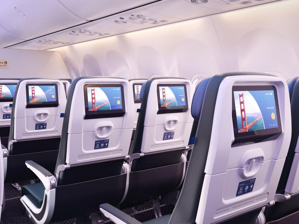 A rendering of United Airlines' new signature interior - United Airlines Boeing 737 Max 8