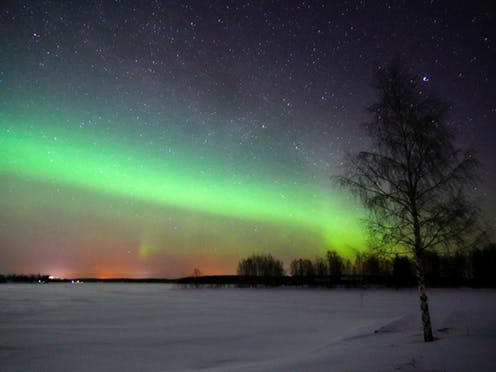 <span class="caption">Northern lights in Lake Lappajärvi, Finland.</span> <span class="attribution"><span class="source">Santeri Viinamäki</span>, <a class="link " href="http://creativecommons.org/licenses/by-sa/4.0/" rel="nofollow noopener" target="_blank" data-ylk="slk:CC BY-SA;elm:context_link;itc:0;sec:content-canvas">CC BY-SA</a></span>