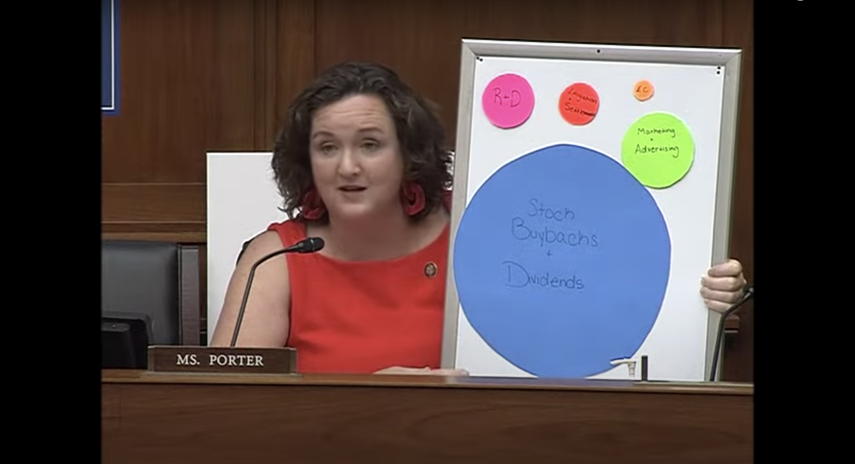 Rep Katie Porter during a House Oversight Committee hearing on drug prices (House Oversight Committee/YouTube)