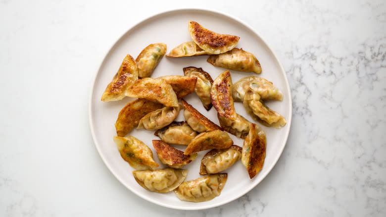 crispy potstickers on plate