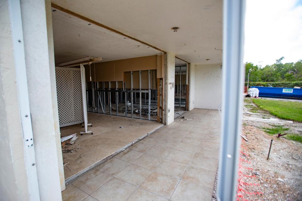 Damage from Hurricane Ian remains visible on the ground floor at the Vanderbilt III condominiums in Naples on Friday, Dec. 1, 2023.