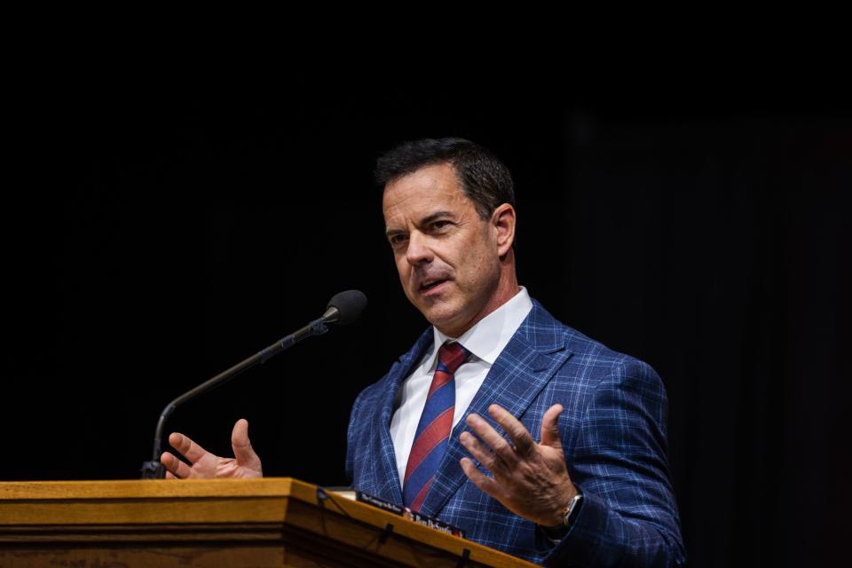 Utah Speaker Brad Wilson speaks during the Utah Republican Party Organizing Convention at Utah Valley University in Orem on April 22, 2023. | Ryan Sun, Deseret News