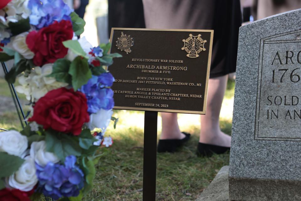 The new grave marker at Archibald Armstrong's gravesite planted on Sept. 24, 2023.