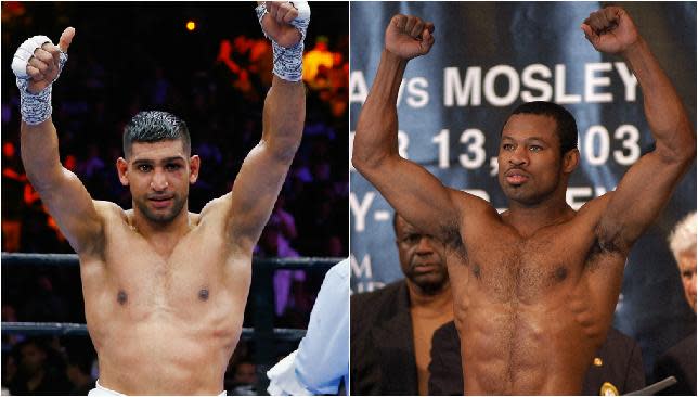 Amir Khan and Shane Mosley (R).