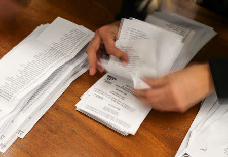 Ballots are counted after polls closed in Catalonia's regional elections at a polling station in Barcelona, Spain December 21, 2017. REUTERS/Albert Gea