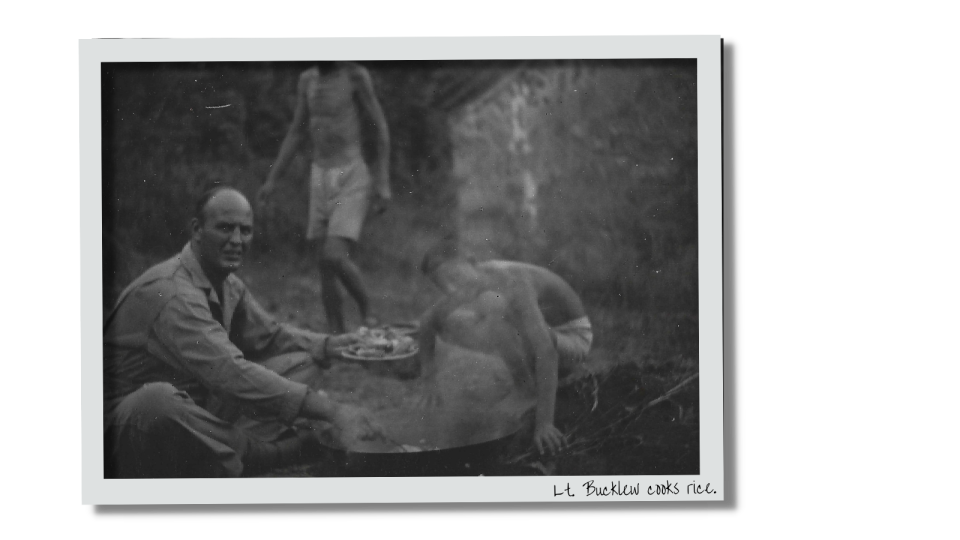 Lt. Bucklew cooks rice.