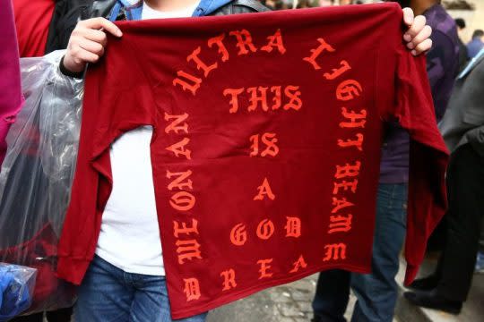 Kanye West's original tour merch. Photo: Getty Images