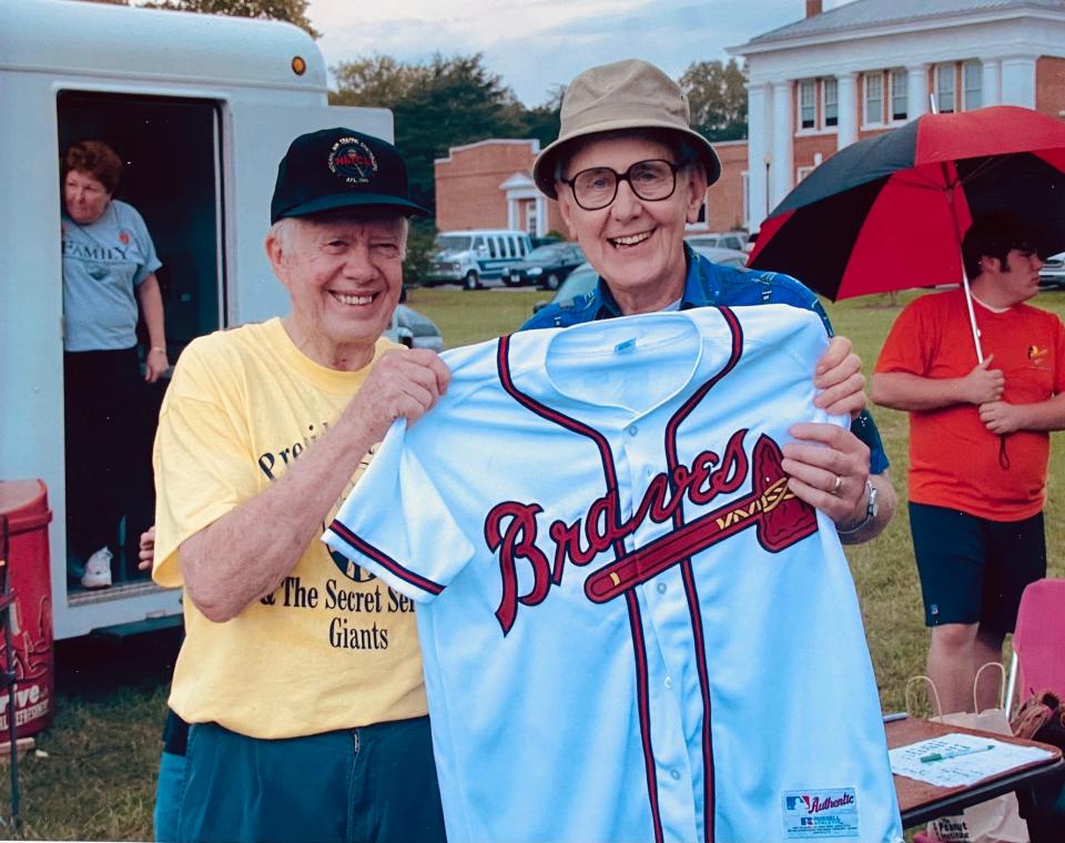 Douglas Kelley (right) with former U.S. President Jimmy Carter. Kelley was a Lansing native and Michigan State University alumnus who conceived of and piloted the concept that would become the Peace Corps. He died Jan. 12.