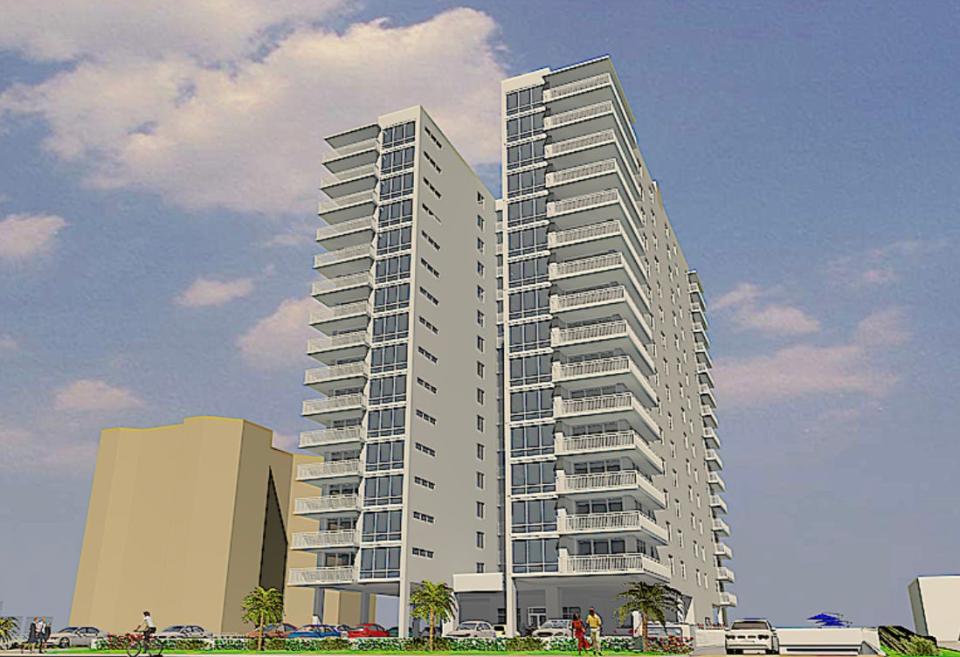 This is a rendering of the proposed 16-story 74-unit oceanfront LIV Condos project at 3635 S. Atlantic Ave. in Daytona Beach Shores. Developer Jim Mack and Oceans Luxury Realty owner Crystal Anderson hope to break ground in early 2024.