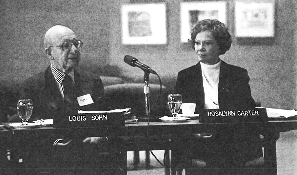 Louis B. Sohn with first lady Rosalyn Carter.