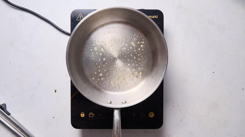 oiled skillet on medium heat