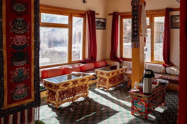 <p>Himanshu Lakhwani</p> Traditional Ladahki décor in the living area of Snow Leopard Lodge.