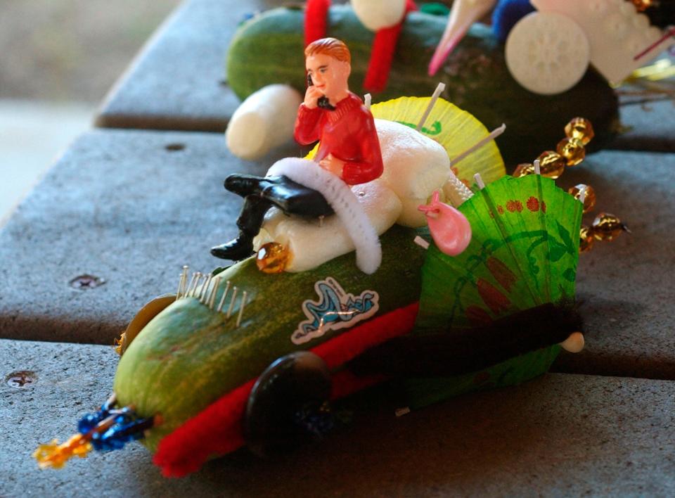 This file photo from 2004 shows a pickle decorated by a child as part of the Berrien Springs Pickle Festival. The event returns July 4 on the grounds of the History Center at Courthouse Square on Cass Street.