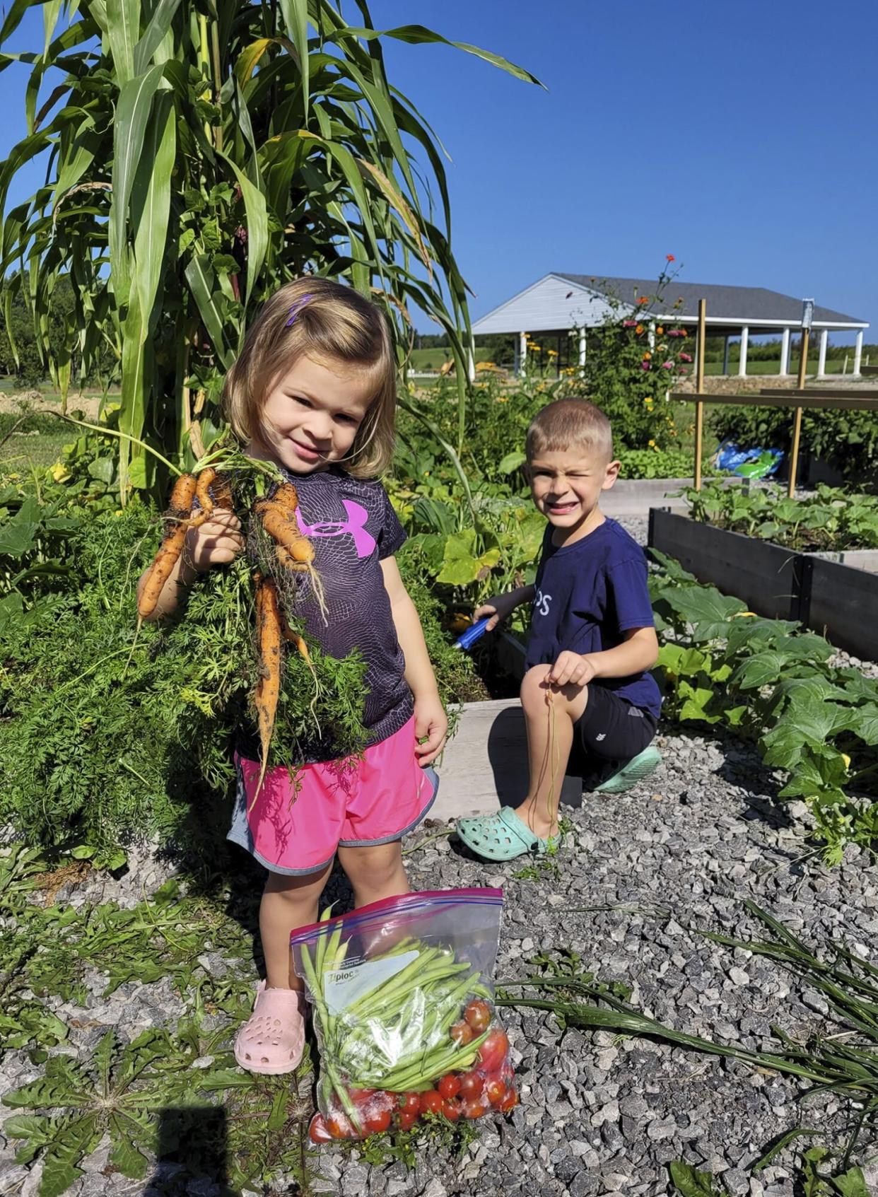 siblings Haleigh Salkeld 2 1/2, Liam Kirk 6 1/2 In Butler, Pennsylvania, some students live in rural areas of the county and their families work in farming.