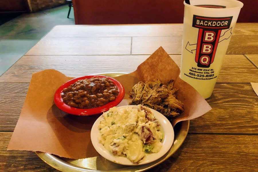 <b>Photo: laDonna g./<a href="https://yelp.com/biz_photos/back-door-barbecue-oklahoma-city-2?utm_campaign=55b259c7-3764-4680-89d9-7729809178ec%2Ca59771cc-6d8f-4197-989f-6e646e9552f1&utm_medium=81024472-a80c-4266-a0e5-a3bf8775daa7" rel="nofollow noopener" target="_blank" data-ylk="slk:Yelp;elm:context_link;itc:0;sec:content-canvas" class="link ">Yelp</a></b>