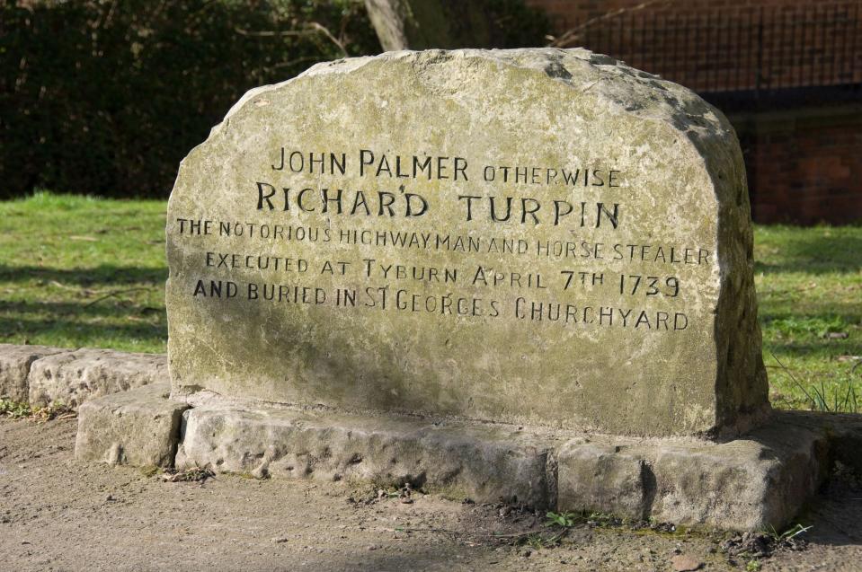 The stone in York said to mark the grave of the highwayman Dick Turpin