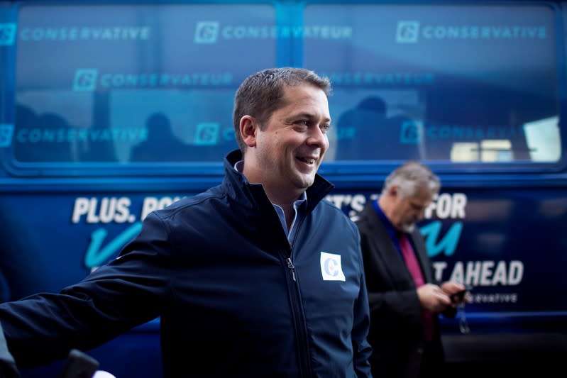 The Leader of Canada's Conservatives Andrew Scheer is pictured on election day in Regina