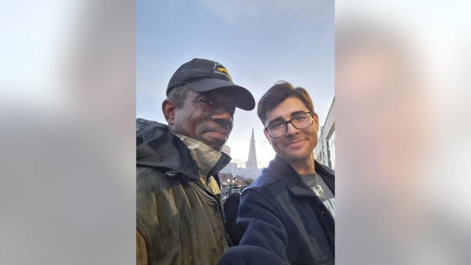 <div>Lenard Andrus (left) and Anthony Carrasco on Pier 9 in San Francisco in December 2022.</div> <strong>(Anthony Carrasco)</strong>