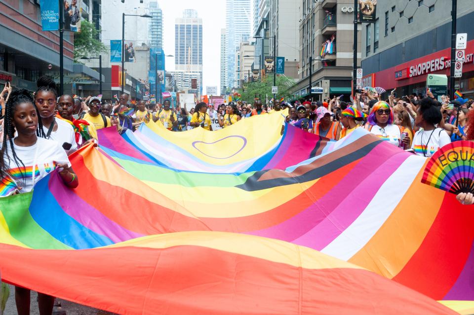 Participants at the 2022 Annual Pride Parade of Pride Month in Toronto Downtown.