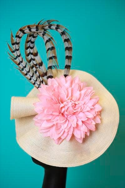 Britni Knable and her Headcandi Derby hat lineare available at  House of K Boutique and on Etsy