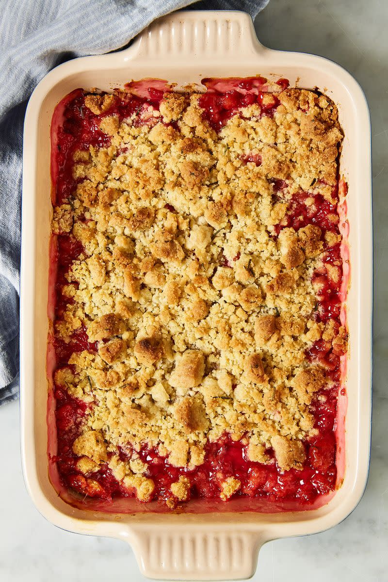 <p>Rhubarb <a href="https://www.delish.com/uk/cooking/recipes/a30493223/peach-crumble-recipe/" rel="nofollow noopener" target="_blank" data-ylk="slk:crumble;elm:context_link;itc:0;sec:content-canvas" class="link ">crumble</a> is one of the BEST <a href="https://www.delish.com/uk/cooking/recipes/g28828159/oreo-dessert/" rel="nofollow noopener" target="_blank" data-ylk="slk:dessert;elm:context_link;itc:0;sec:content-canvas" class="link ">dessert</a> recipes ever, and this easy crumble recipe is a guaranteed winner. While most crumble recipes are quite similar and straightforward (stewing the fruit and getting that nice crispy topping), there are a few tricks to create the perfect one.</p><p>Get the <a href="https://www.delish.com/uk/cooking/recipes/a31343909/rhubarb-crumble/" rel="nofollow noopener" target="_blank" data-ylk="slk:Rhubarb Crumble;elm:context_link;itc:0;sec:content-canvas" class="link ">Rhubarb Crumble</a> recipe.</p>