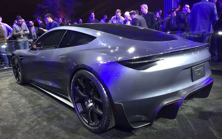 Tesla's new Roadster is unveiled during a presentation in Hawthorne, California, U.S., November 16, 2017. REUTERS/Alexandria Sage