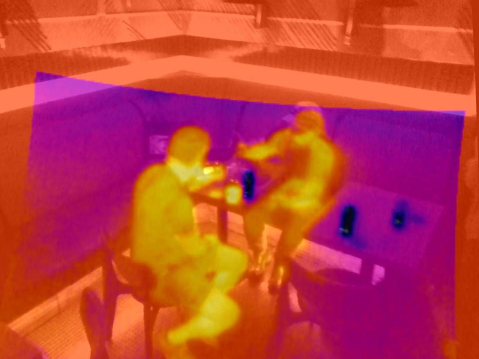 One of the thermal views is colloquially called "Predator mode." In the image above, the author is on the left and Rob Laskovich is on the right.