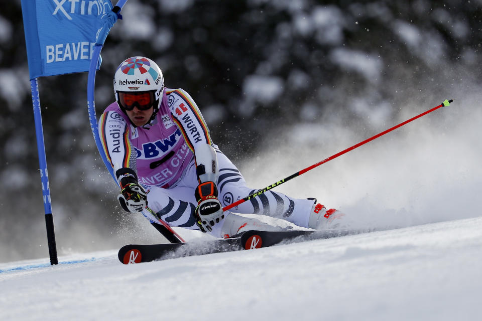 <a href="https://sports.yahoo.com/skier-stefan-luitz-stripped-first-career-world-cup-win-using-oxygen-mask-174849279.html" data-ylk="slk:Germany skier Stefan Luitz was stripped of his first career World Cup win because of his use of an oxygen mask;elm:context_link;itc:0;sec:content-canvas;outcm:mb_qualified_link;_E:mb_qualified_link;ct:story;" class="link  yahoo-link">Germany skier Stefan Luitz was stripped of his first career World Cup win because of his use of an oxygen mask</a>. (AP Photo/John Locher)