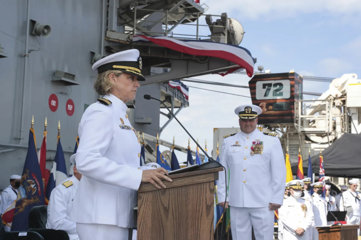 Navy captain becomes 1st woman to command US nuclear carrier