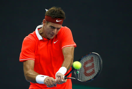 Tennis - China Open - Men's Singles - Beijing, China - October 2, 2018 - Juan Martin del Potro of Argentina in action against Albert Ramos Vinolas of Spain. REUTERS/Thomas Peter