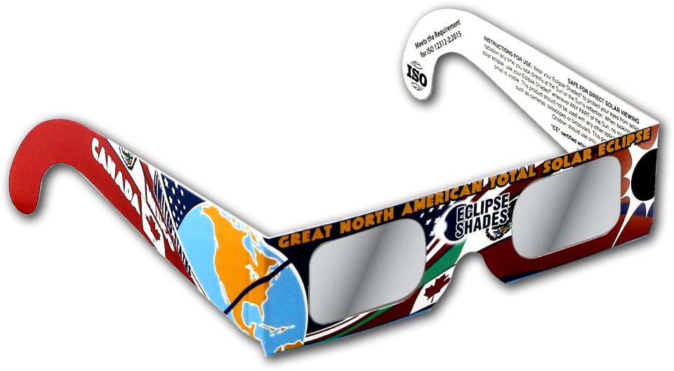 solar eclipse glasses with flag graphics