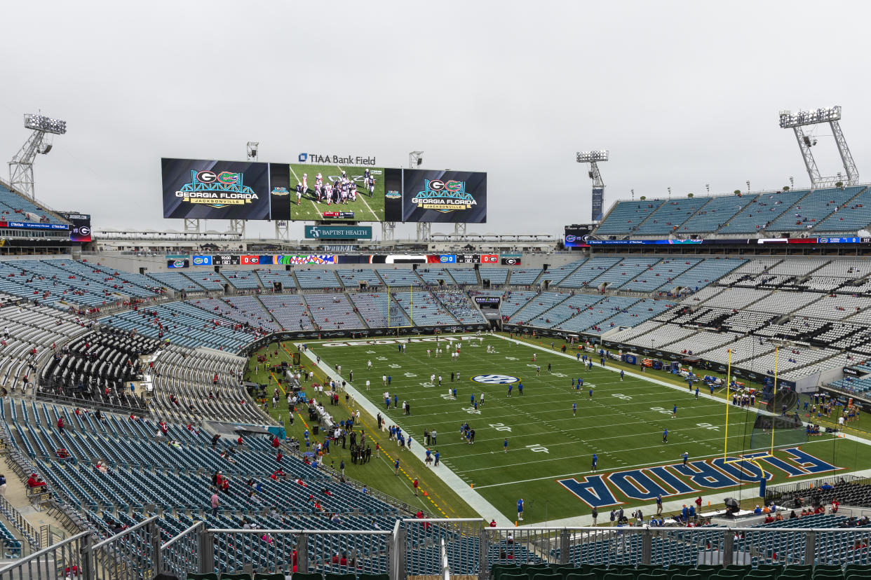 JACKSONVILLE, FLORIDA - OCTOBER 29: A general view before the start of a game between the Georgia Bulldogs and the Florida Gators at TIAA Bank Field on October 29, 2022 in Jacksonville, Florida. (Photo by James Gilbert/Getty Images)