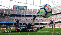 Soccer Football - La Liga Santander - FC Barcelona vs Athletic Bilbao - Camp Nou, Barcelona, Spain - March 18, 2018 Barcelona’s Lionel Messi scores their second goal REUTERS/Albert Gea