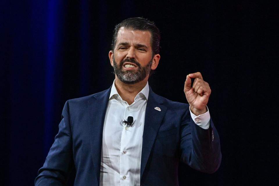 Donald Trump Jr., son of former US President Donald Trump, speaks at the Conservative Political Action Conference 2022 (CPAC) in Orlando, Florida on February 27, 2022. (Photo by CHANDAN KHANNA / AFP) (Photo by CHANDAN KHANNA/AFP via Getty Images) ORG XMIT: 0 ORIG FILE ID: AFP_32444JN.jpg