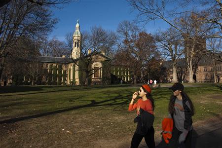 Students walk around the Princeton University campus in New Jersey, November 16, 2013. REUTERS/Eduardo Munoz