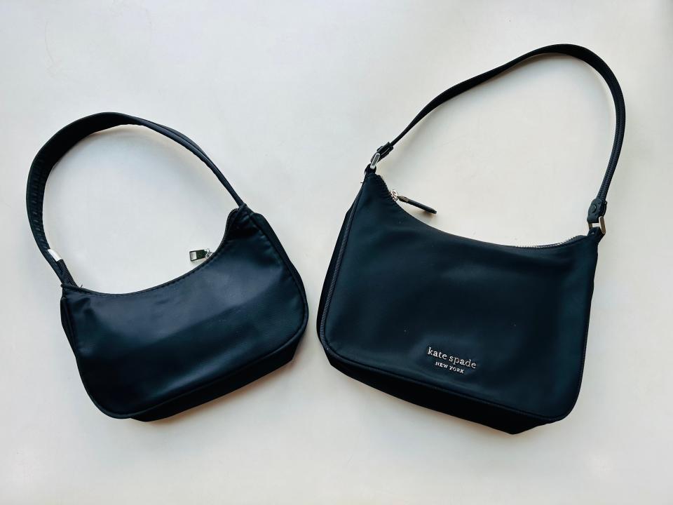 Two baguette bags, both black.