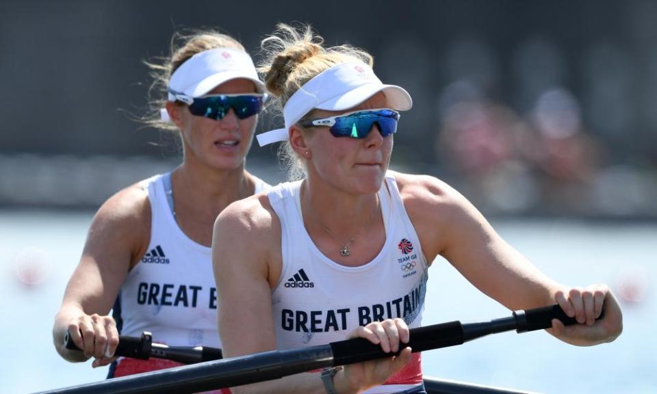 Team GB’s Helen Glover and Polly Swann in the women’s pairs heat.