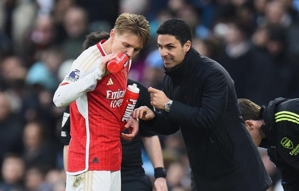 Can Martin Odegaard and Mikel Arteta orchestrate a successful gameplan against Bayern? (EPA)