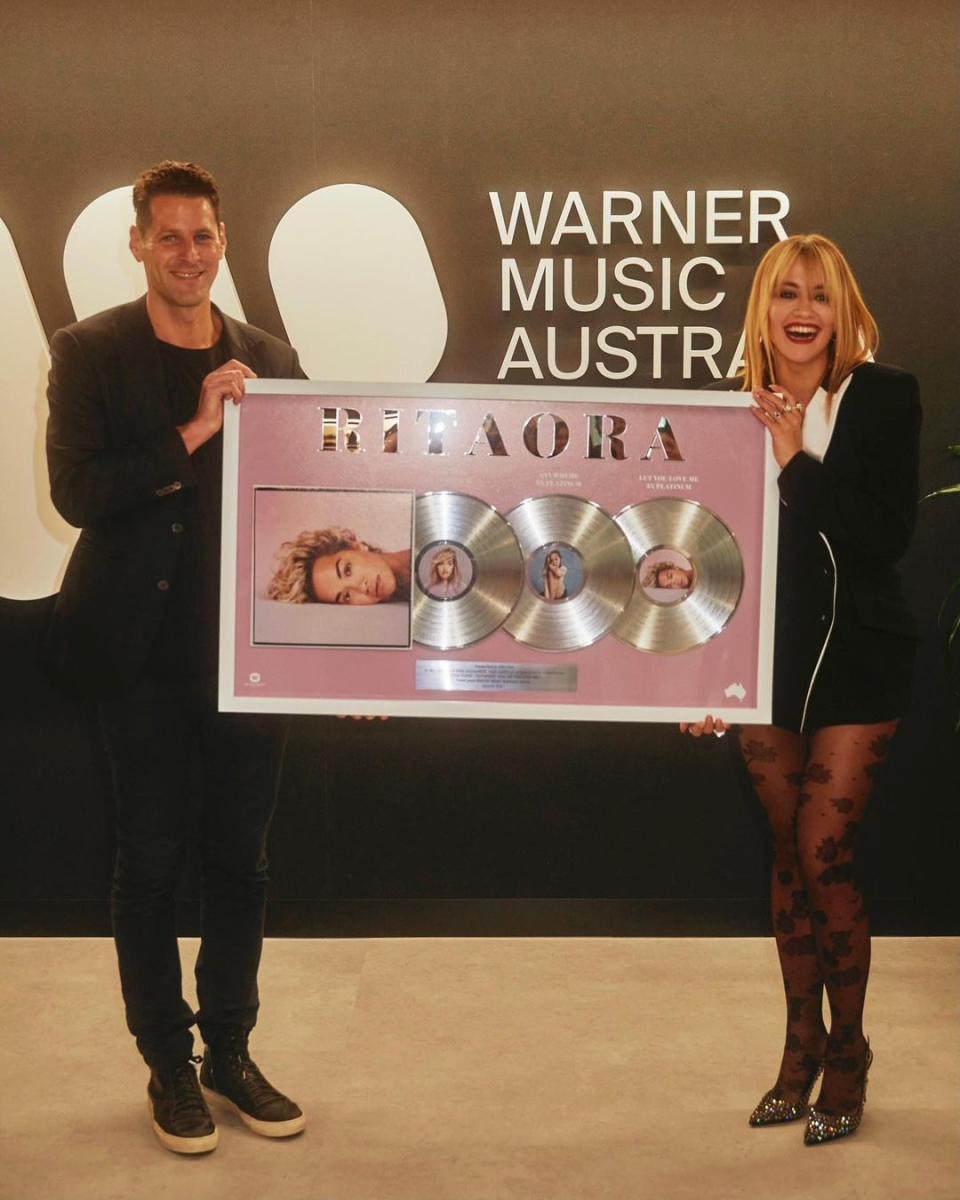 Rita Ora celebrated her 2018 album Phoenix going multi-platinum in Australia. Photo: Instagram/ritaora.