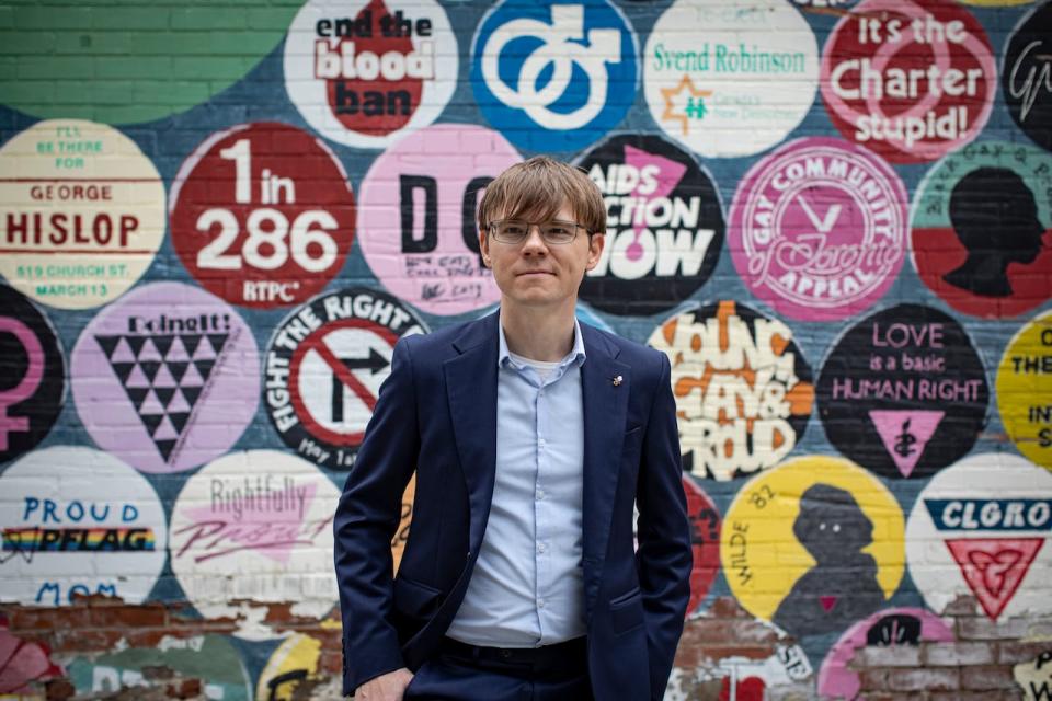 Historian Tom Hooper is pictured in Toronto’s gay village on June 4, 2021. Hooper’s study about policing the LGBTQ community and the 1981 bathhouse raids are oft cited.