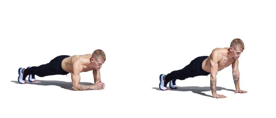 1) Plank Press-up